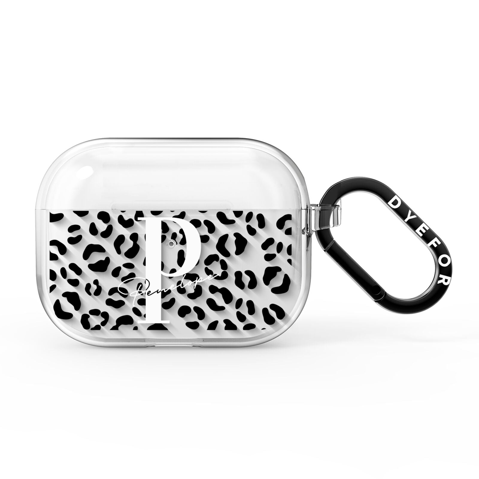 Personalised Leopard Print Clear Black AirPods Pro Clear Case