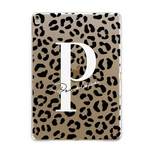 Personalised Leopard Print Clear Black Apple iPad Gold Case