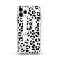 Personalised Leopard Print Clear Black Apple iPhone 11 Pro in Silver with White Impact Case