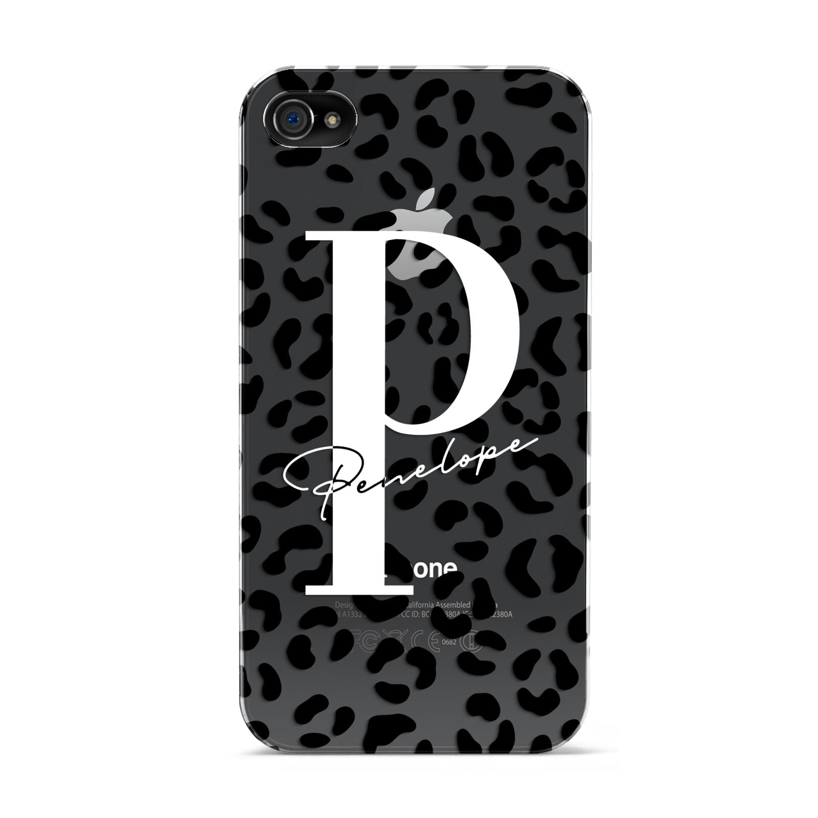 Personalised Leopard Print Clear Black Apple iPhone 4s Case