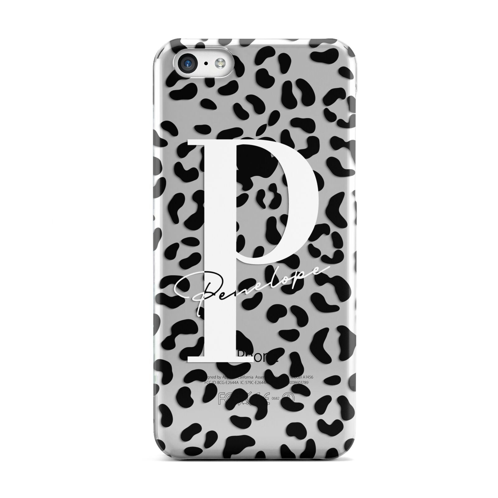 Personalised Leopard Print Clear Black Apple iPhone 5c Case