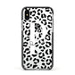 Personalised Leopard Print Clear Black Apple iPhone Xs Impact Case Black Edge on Silver Phone