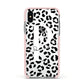 Personalised Leopard Print Clear Black Apple iPhone Xs Impact Case Pink Edge on Silver Phone