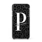 Personalised Leopard Print Clear Black Apple iPhone Xs Max Impact Case Black Edge on Black Phone