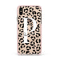 Personalised Leopard Print Clear Black Apple iPhone Xs Max Impact Case Pink Edge on Gold Phone