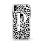 Personalised Leopard Print Clear Black Apple iPhone Xs Max Impact Case White Edge on Silver Phone