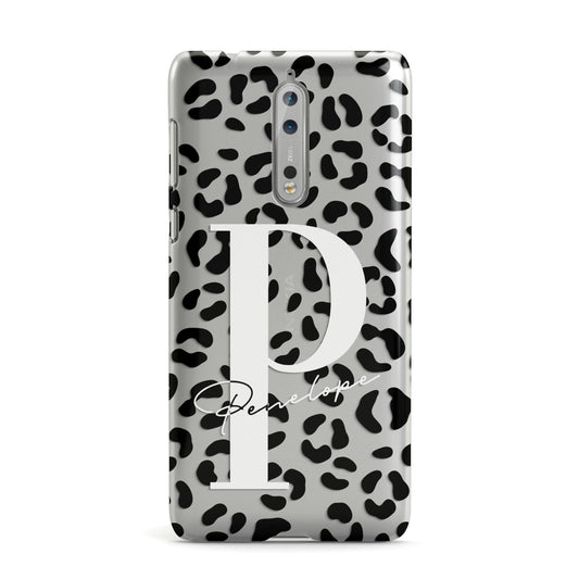 Personalised Leopard Print Clear Black Nokia Case