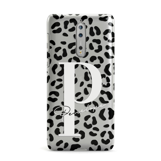 Personalised Leopard Print Clear Black Nokia Case
