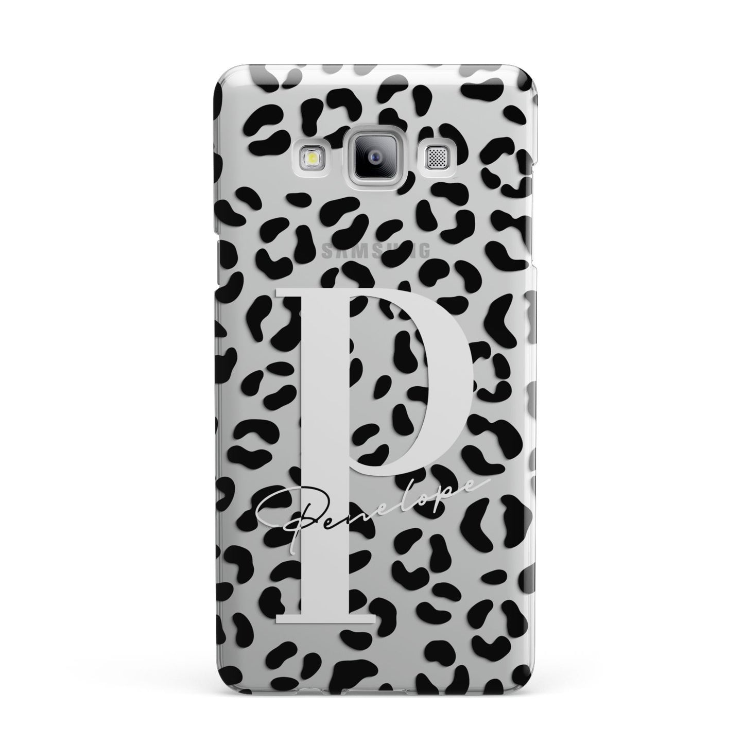 Personalised Leopard Print Clear Black Samsung Galaxy A7 2015 Case