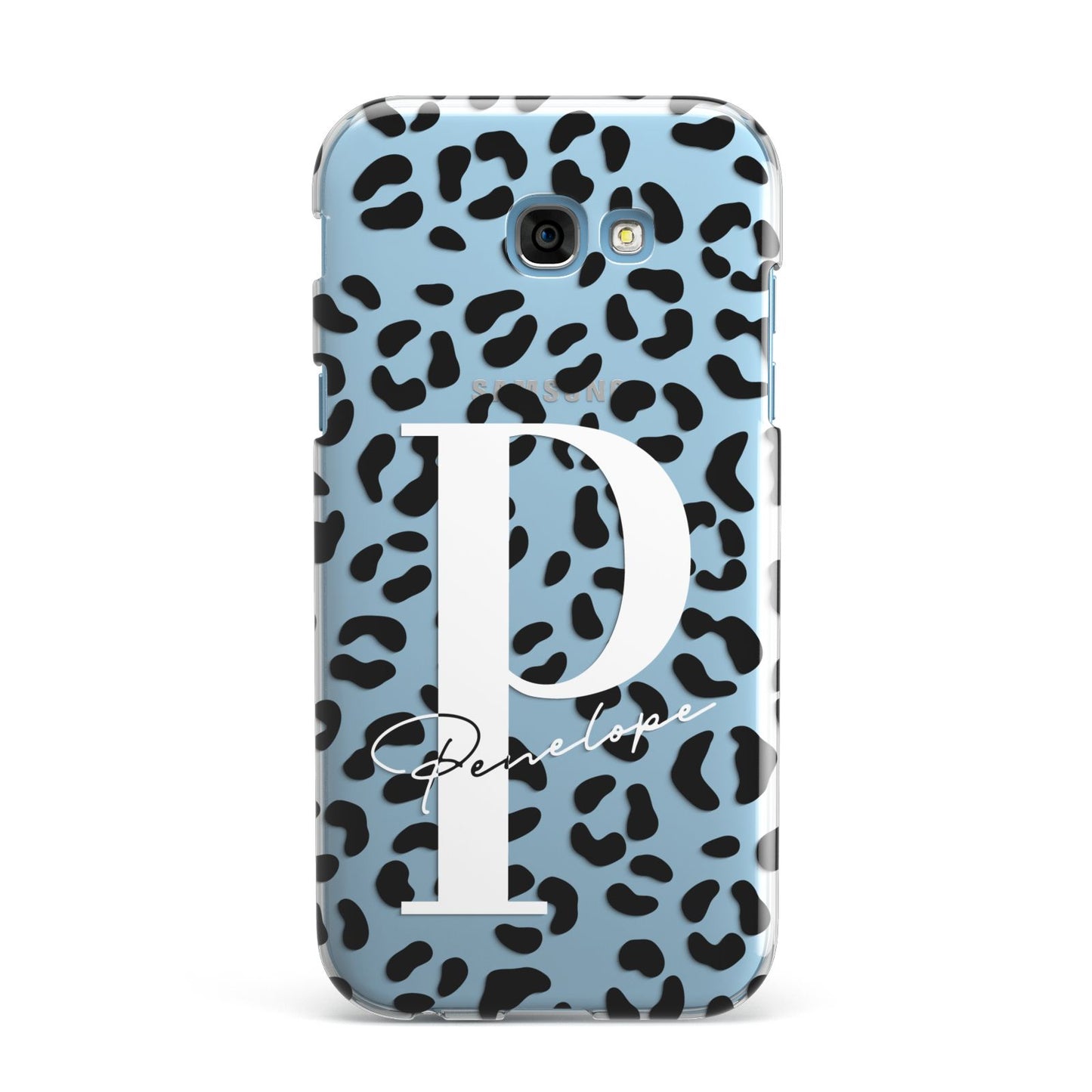 Personalised Leopard Print Clear Black Samsung Galaxy A7 2017 Case