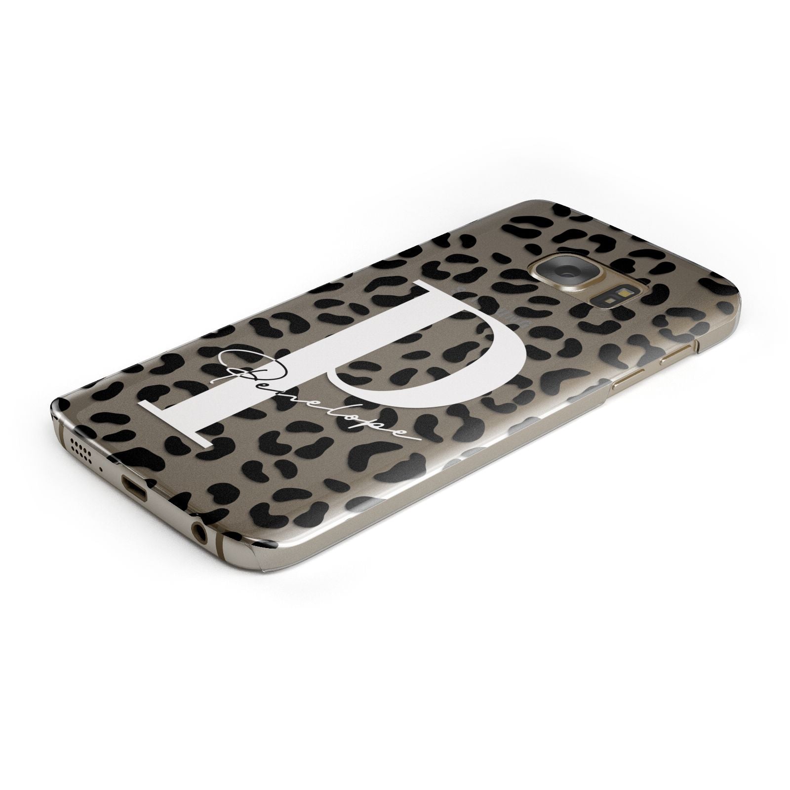 Personalised Leopard Print Clear Black Samsung Galaxy Case Bottom Cutout
