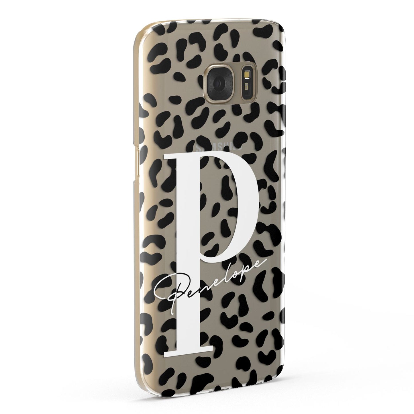 Personalised Leopard Print Clear Black Samsung Galaxy Case Fourty Five Degrees