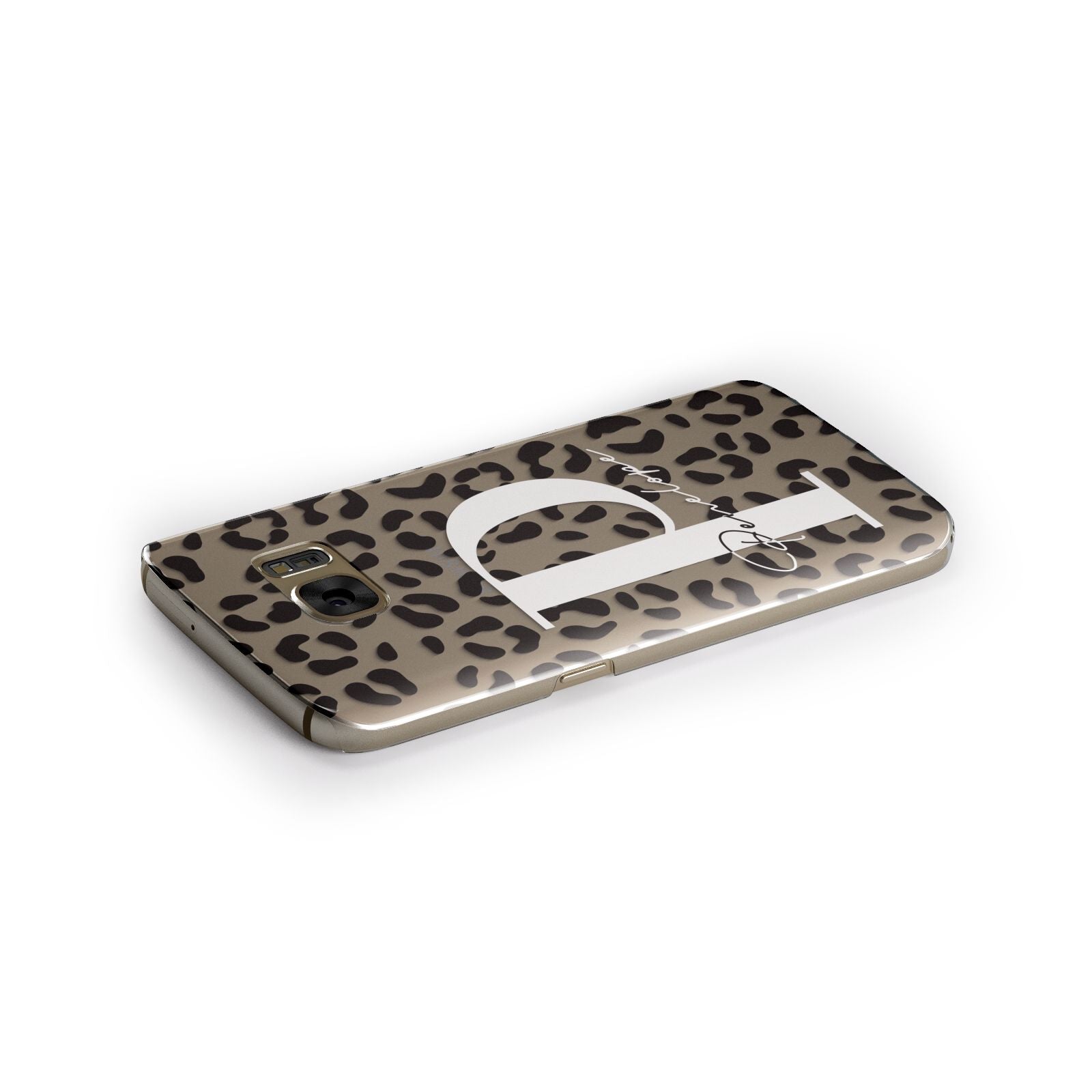 Personalised Leopard Print Clear Black Samsung Galaxy Case Side Close Up