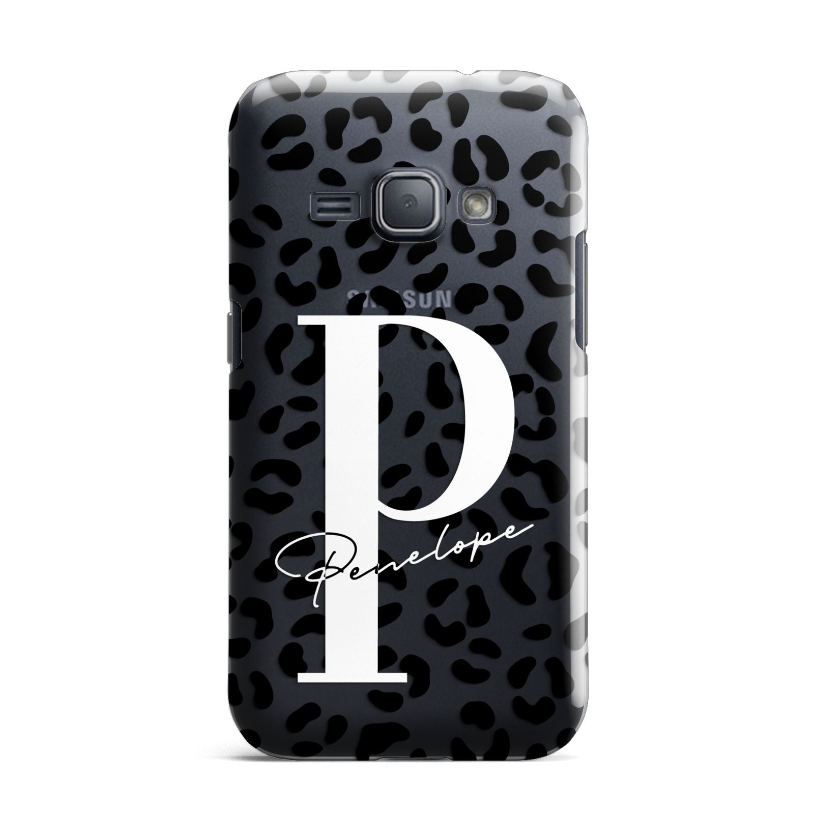 Personalised Leopard Print Clear Black Samsung Galaxy J1 2016 Case
