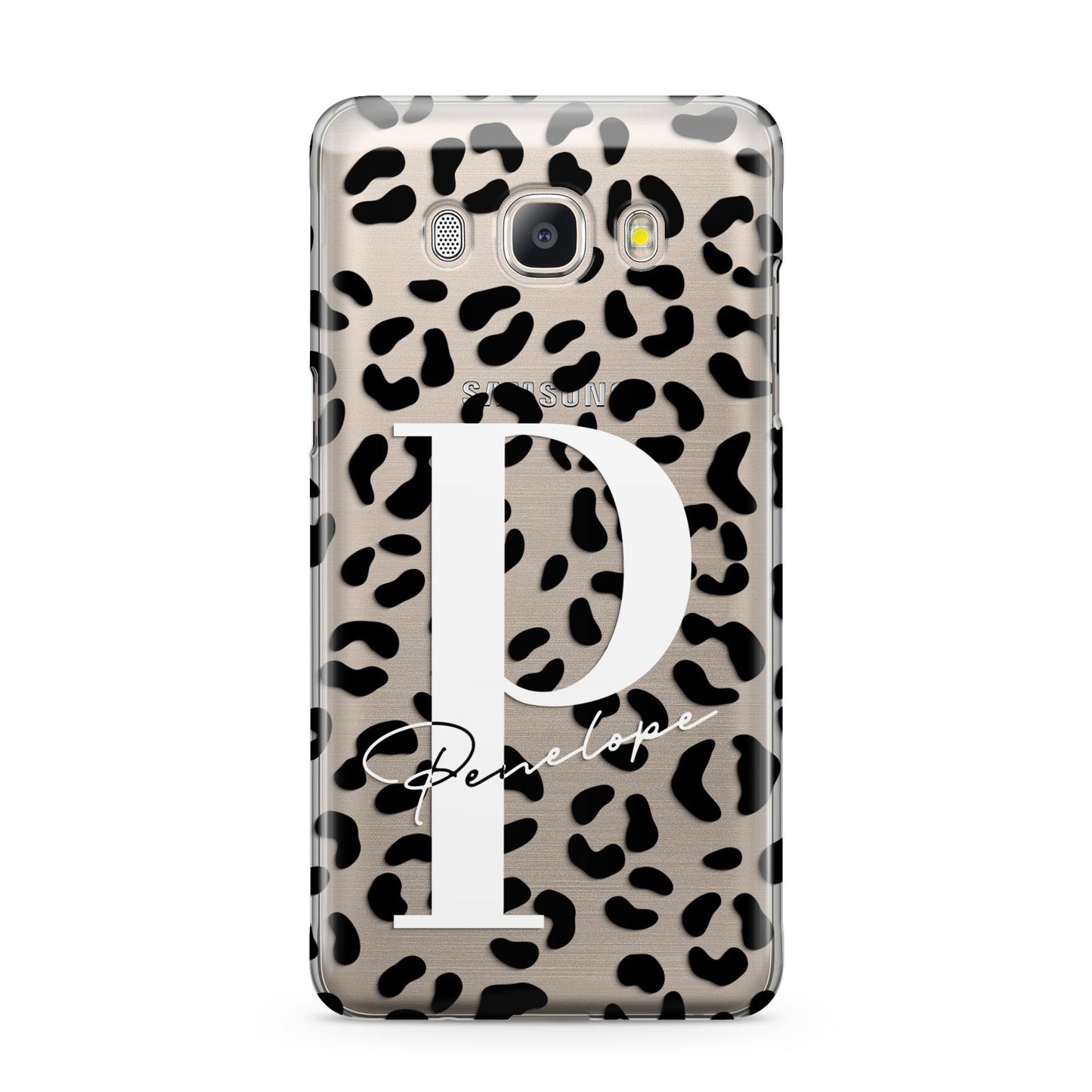 Personalised Leopard Print Clear Black Samsung Galaxy J5 2016 Case