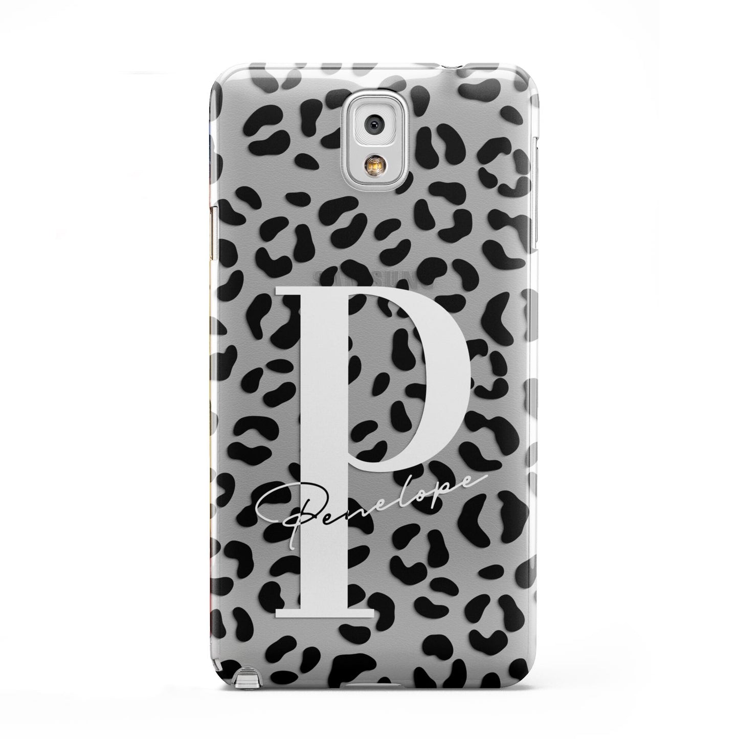 Personalised Leopard Print Clear Black Samsung Galaxy Note 3 Case