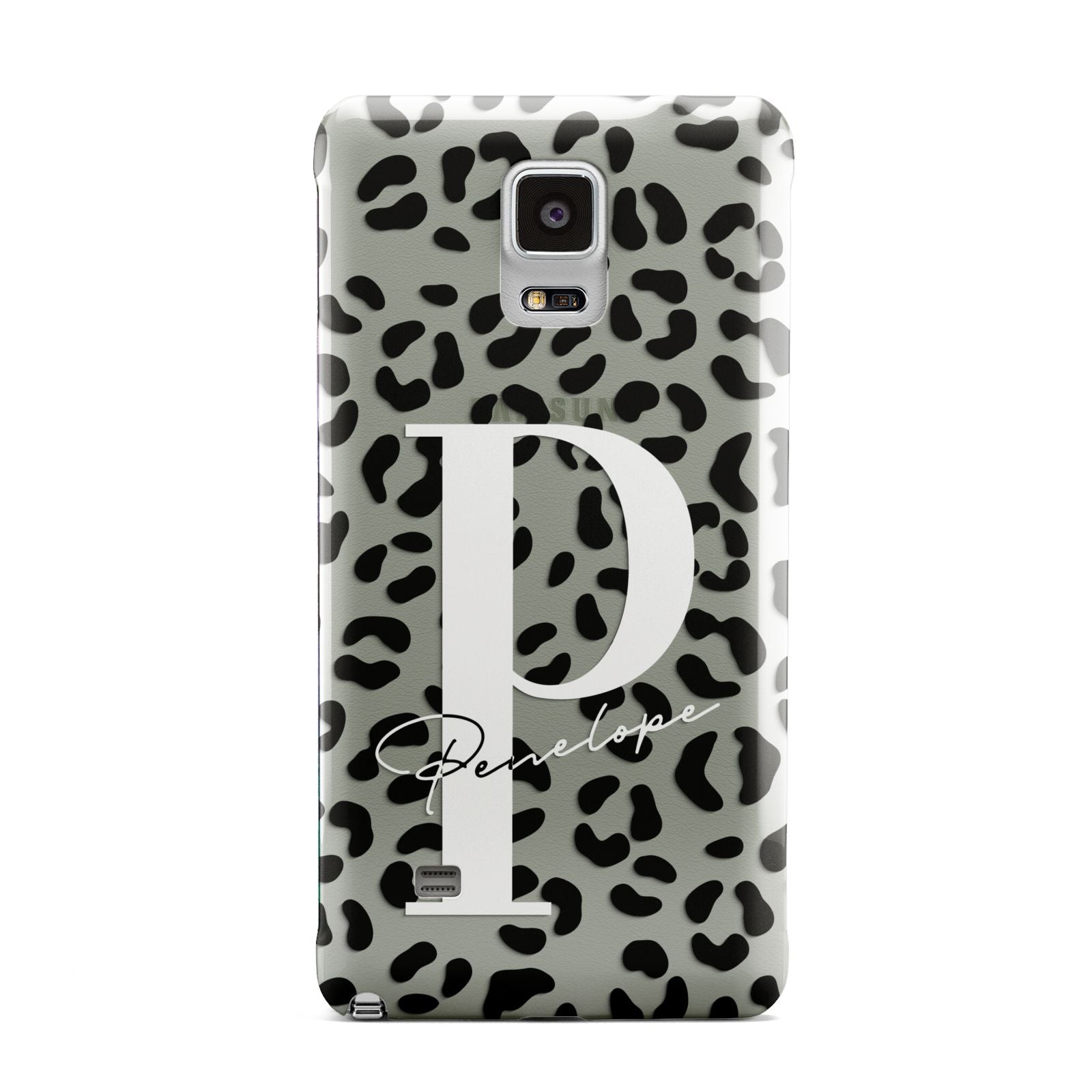 Personalised Leopard Print Clear Black Samsung Galaxy Note 4 Case