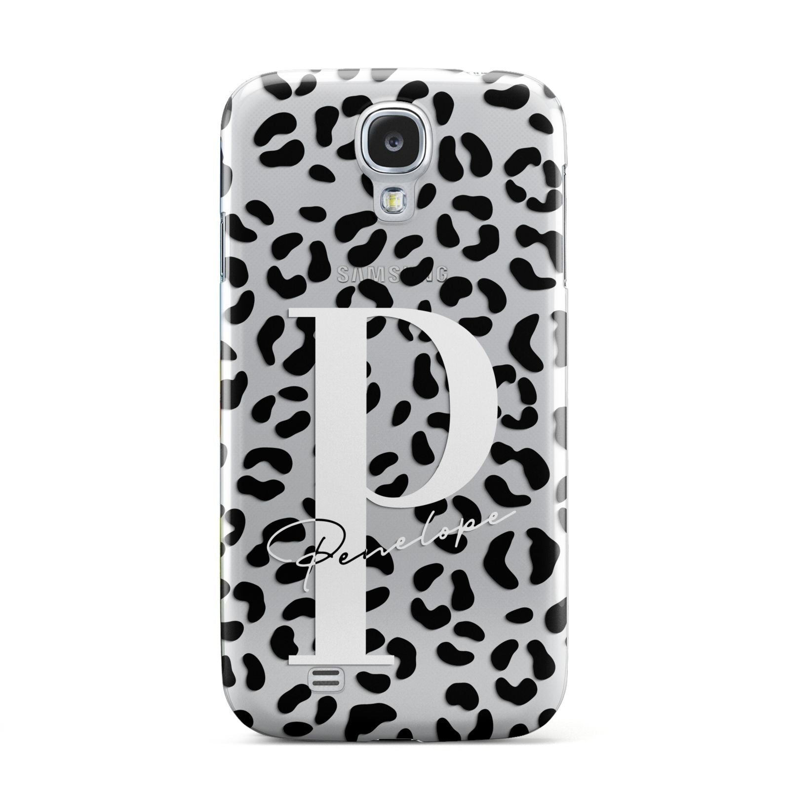 Personalised Leopard Print Clear Black Samsung Galaxy S4 Case