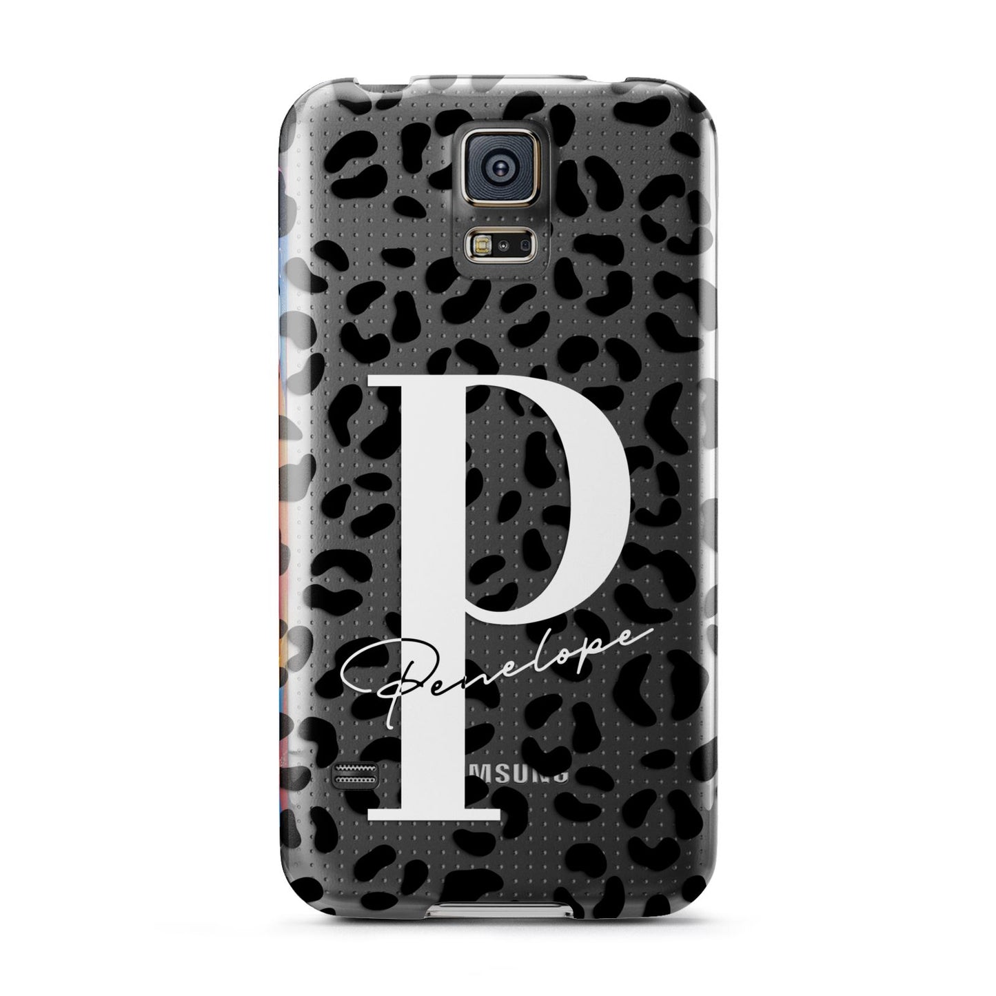 Personalised Leopard Print Clear Black Samsung Galaxy S5 Case
