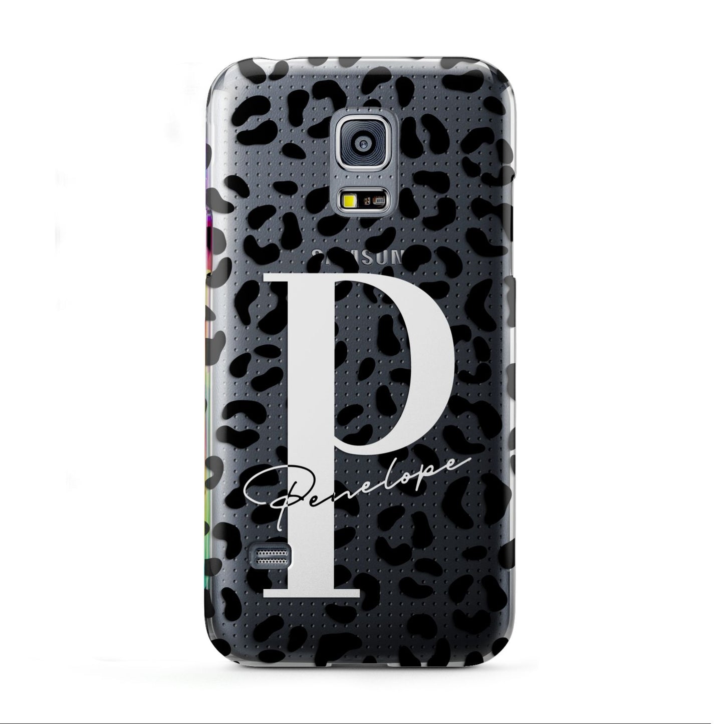 Personalised Leopard Print Clear Black Samsung Galaxy S5 Mini Case