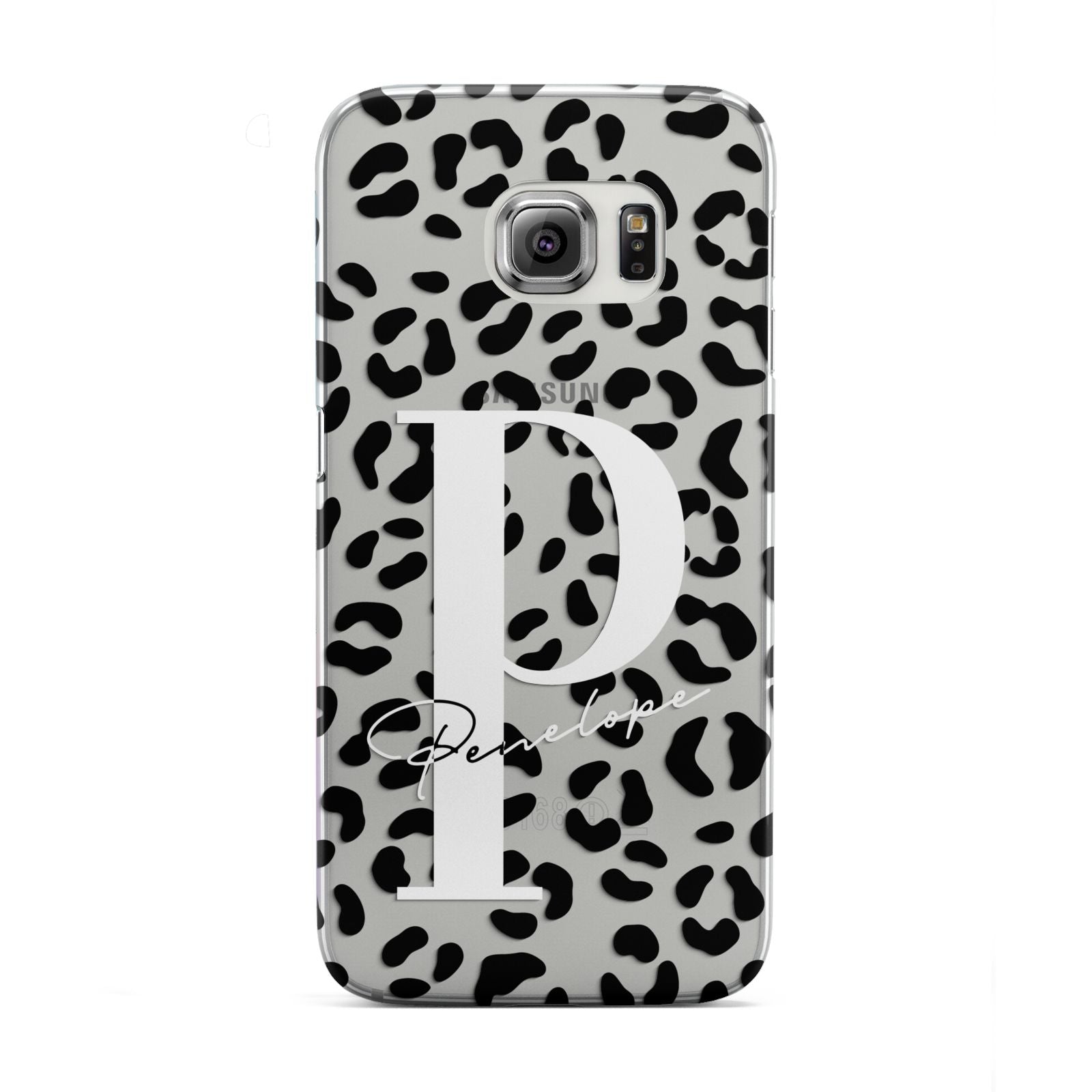 Personalised Leopard Print Clear Black Samsung Galaxy S6 Edge Case