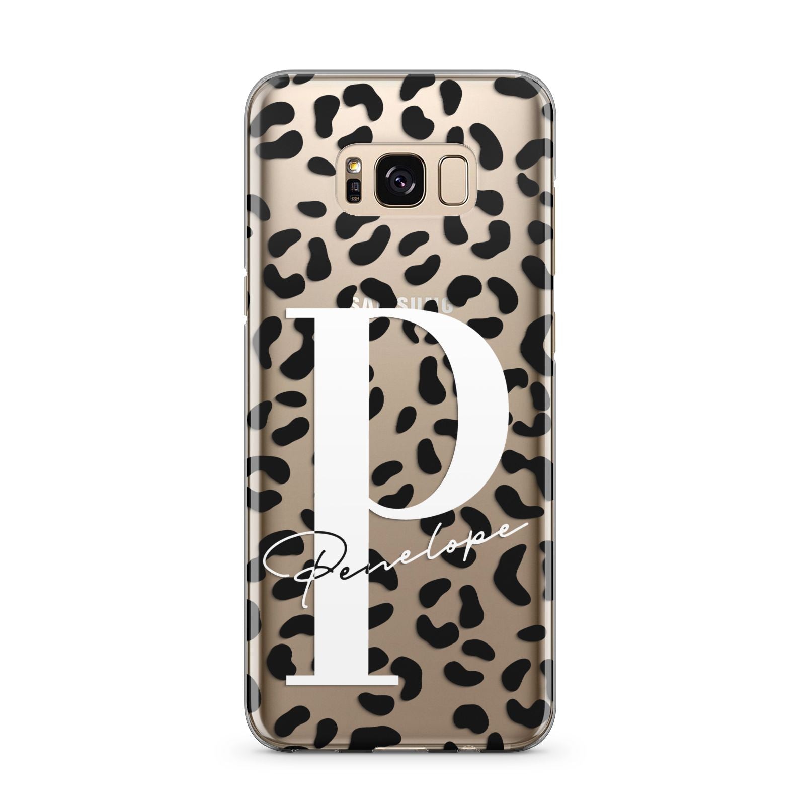 Personalised Leopard Print Clear Black Samsung Galaxy S8 Plus Case