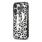 Personalised Leopard Print Clear Black iPhone 13 Pro Black Impact Case Side Angle on Silver phone