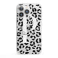 Personalised Leopard Print Clear Black iPhone 13 Pro Clear Bumper Case