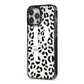 Personalised Leopard Print Clear Black iPhone 13 Pro Max Black Impact Case Side Angle on Silver phone