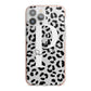 Personalised Leopard Print Clear Black iPhone 13 Pro Max TPU Impact Case with Pink Edges