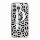 Personalised Leopard Print Clear Black iPhone 13 Pro TPU Impact Case with Pink Edges