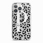 Personalised Leopard Print Clear Black iPhone 13 Pro TPU Impact Case with White Edges