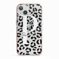 Personalised Leopard Print Clear Black iPhone 13 TPU Impact Case with Pink Edges
