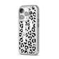 Personalised Leopard Print Clear Black iPhone 14 Pro Clear Tough Case Silver Angled Image