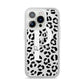 Personalised Leopard Print Clear Black iPhone 14 Pro Clear Tough Case Silver