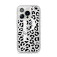 Personalised Leopard Print Clear Black iPhone 14 Pro Glitter Tough Case Silver