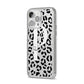 Personalised Leopard Print Clear Black iPhone 14 Pro Max Glitter Tough Case Silver Angled Image