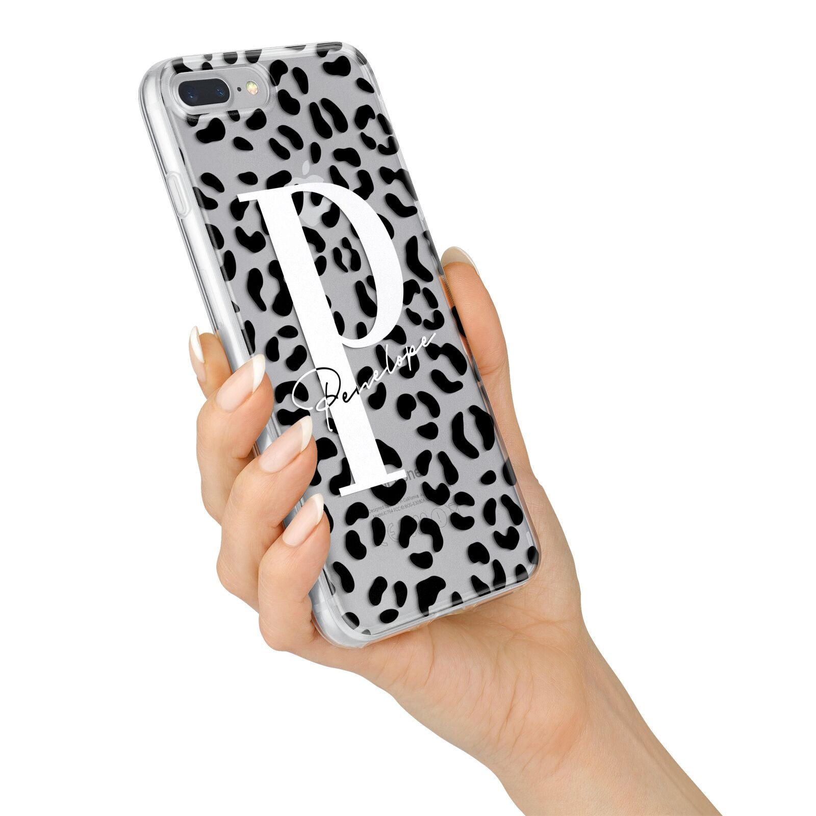 Personalised Leopard Print Clear Black iPhone 7 Plus Bumper Case on Silver iPhone Alternative Image
