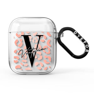 Personalised Leopard Print Clear Copper AirPods Case