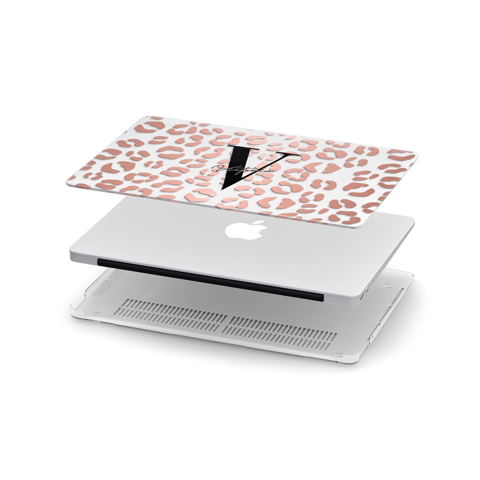 Personalised Leopard Print Clear Copper Apple MacBook Case in Detail