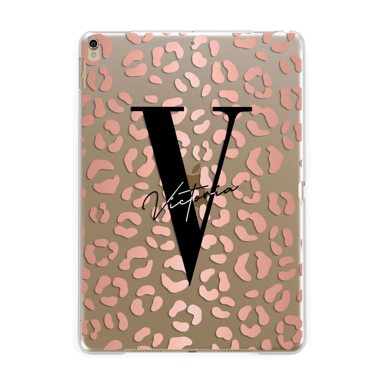 Personalised Leopard Print Clear Copper Apple iPad Gold Case