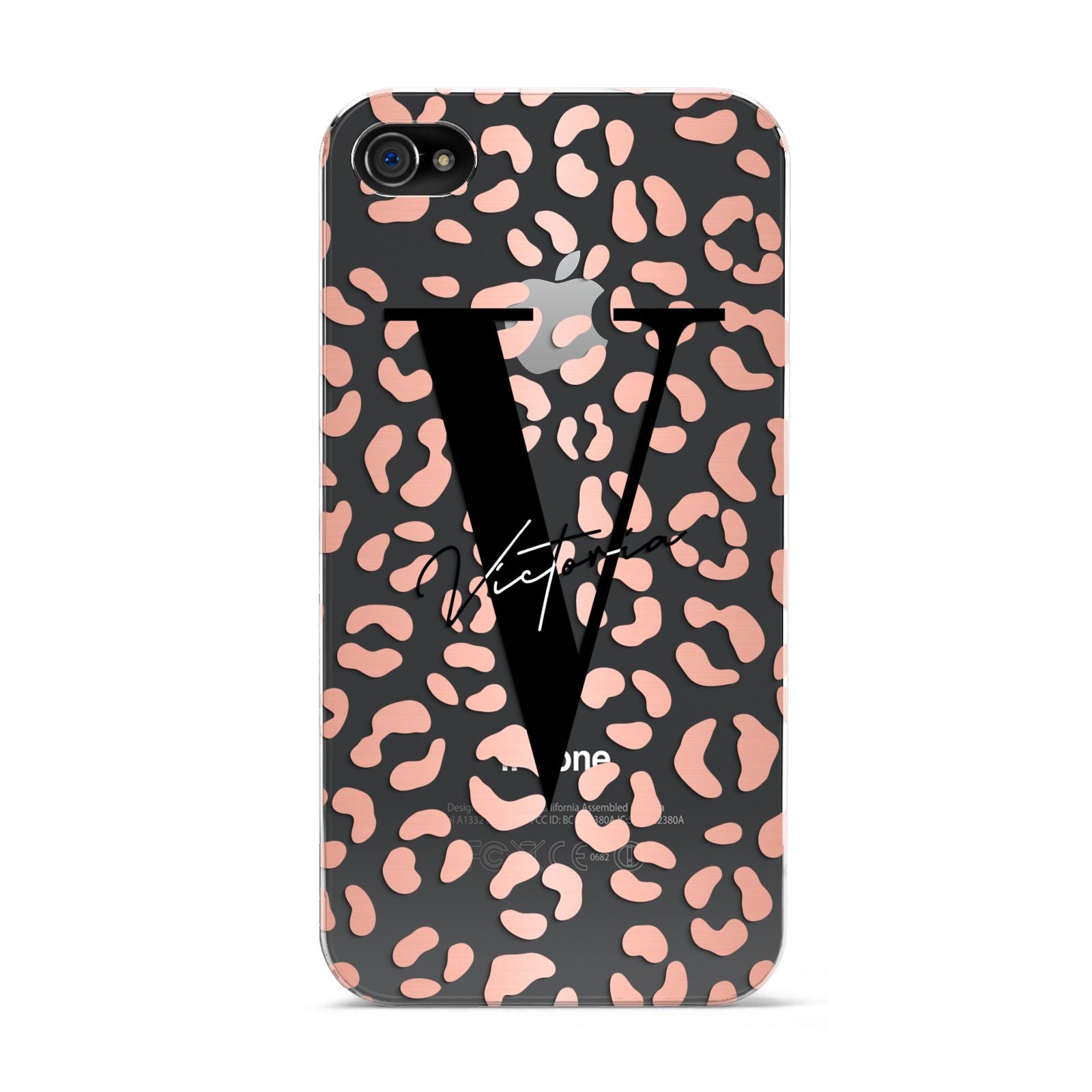 Personalised Leopard Print Clear Copper Apple iPhone 4s Case