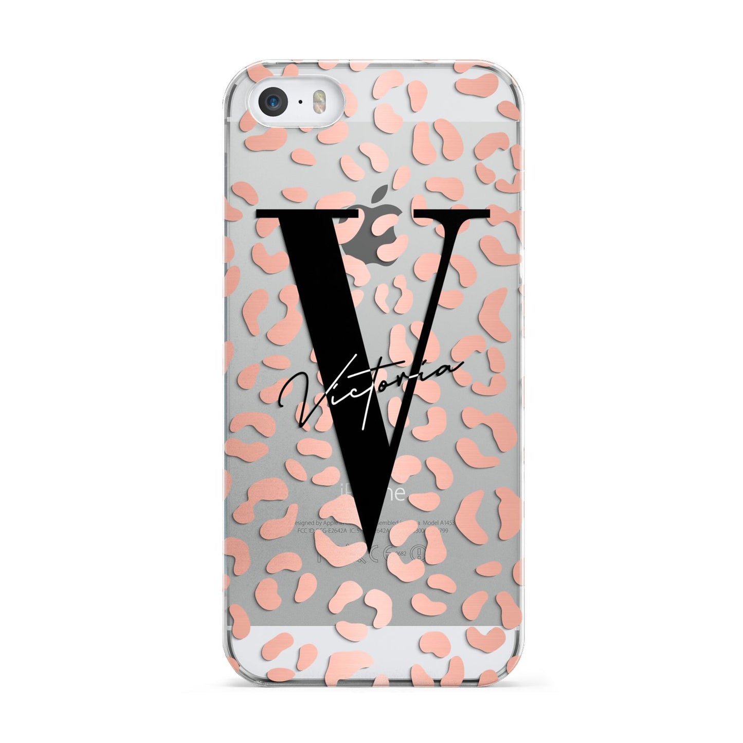 Personalised Leopard Print Clear Copper Apple iPhone 5 Case