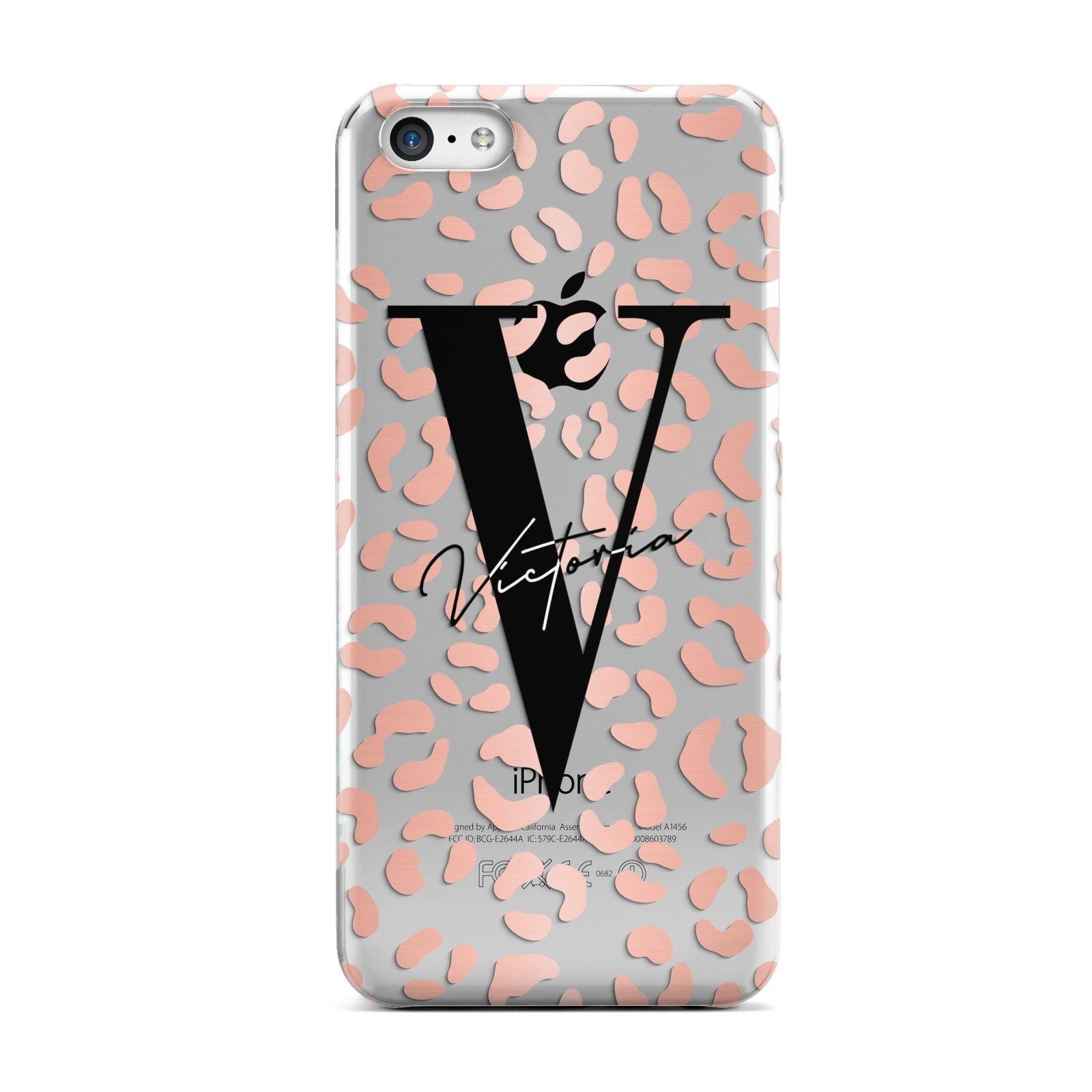 Personalised Leopard Print Clear Copper Apple iPhone 5c Case