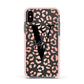 Personalised Leopard Print Clear Copper Apple iPhone Xs Impact Case Pink Edge on Black Phone