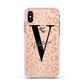 Personalised Leopard Print Clear Copper Apple iPhone Xs Impact Case Pink Edge on Gold Phone