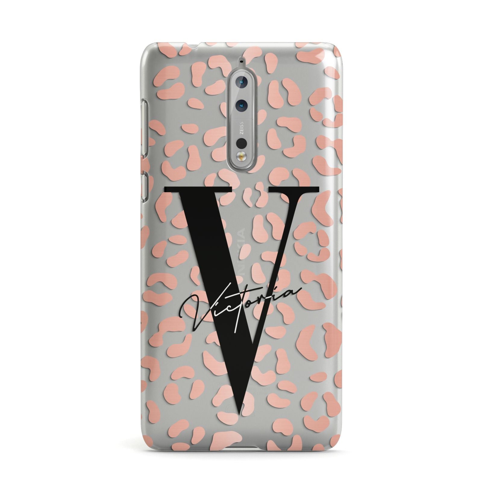 Personalised Leopard Print Clear Copper Nokia Case