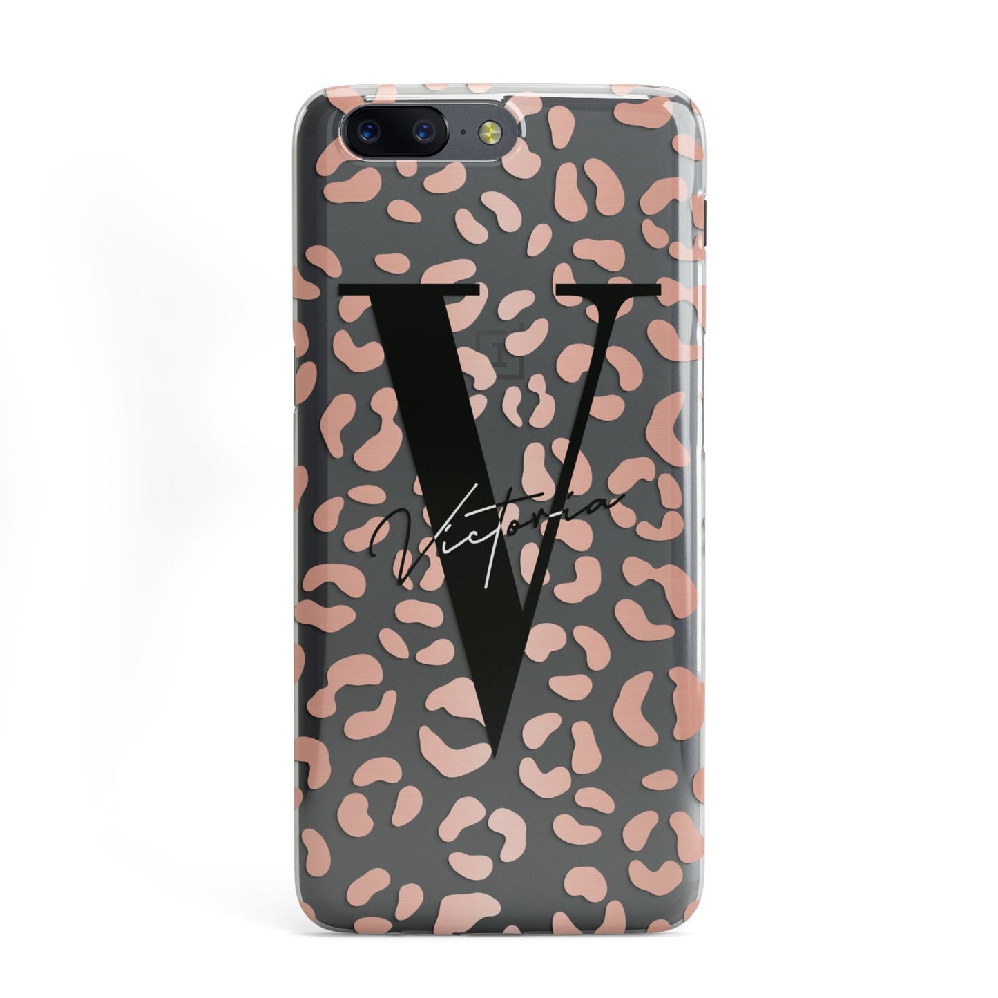 Personalised Leopard Print Clear Copper OnePlus Case