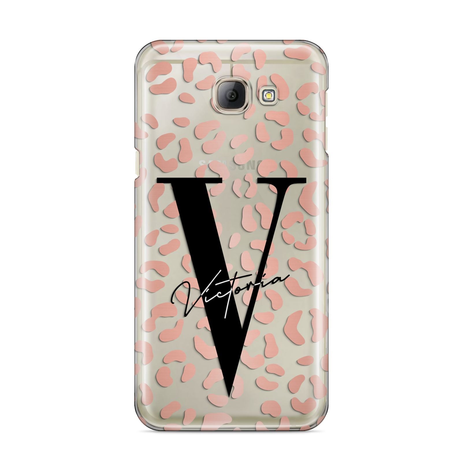 Personalised Leopard Print Clear Copper Samsung Galaxy A8 2016 Case