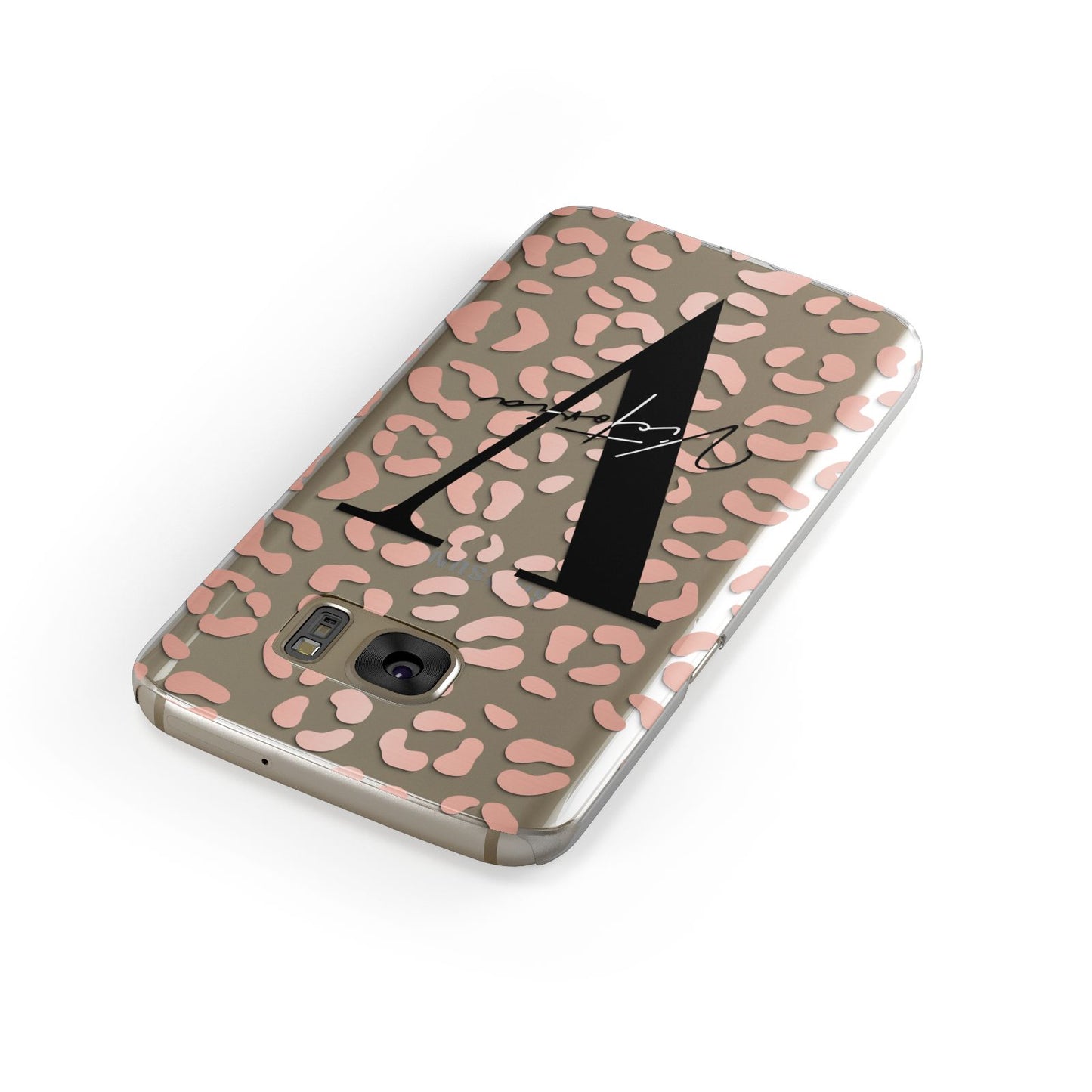 Personalised Leopard Print Clear Copper Samsung Galaxy Case Front Close Up